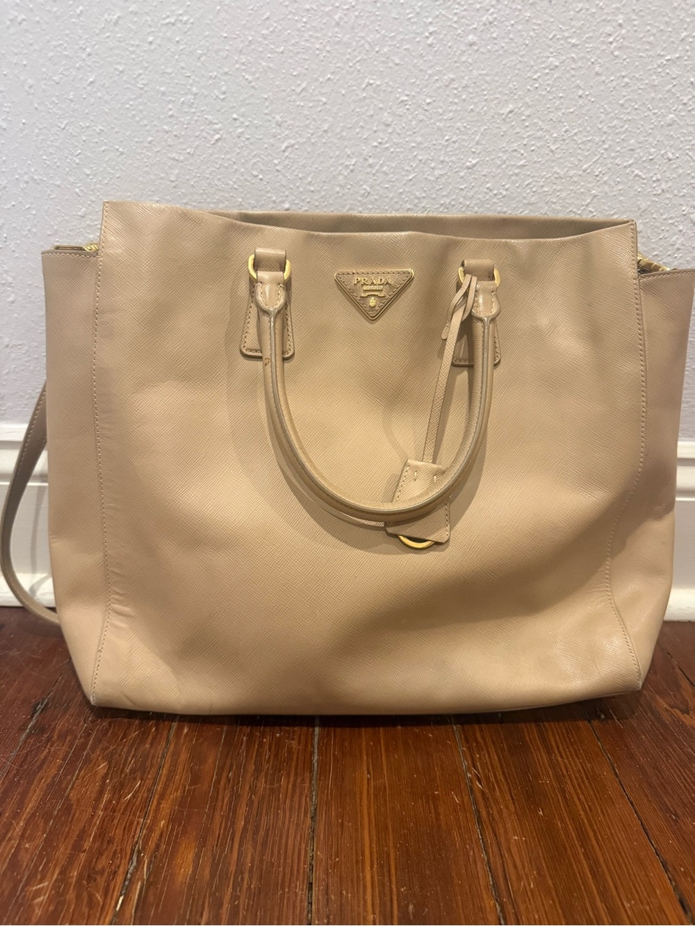Prada Light Beige Saffiano Leather Tote